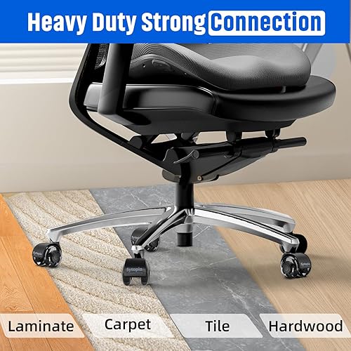 Miniatura 5 de Sytopia Juego de 5 ruedas universales para silla de oficina, ruedas de repuesto de goma de 2 pulgadas para suelos de madera dura y alfombras,