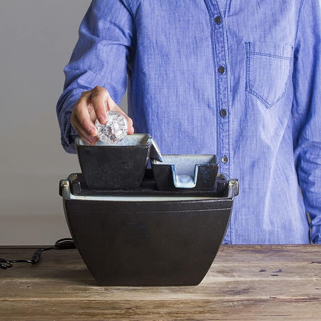 Tabletop Fountain Tabletop Fountain Handmade Ceramic Desktop Fountain Hydroponic Plants Desktop Fountain Humidifier Ornaments 21 Inches Best Gift