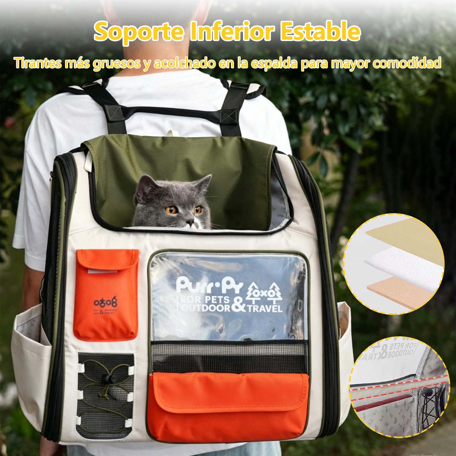 Galatée Mochila para Mascotas Fabricada En Tejido De Poliéster con Malla Especial, Transpirable y Duradera, Plegable para Un Fácil Almacenamiento, Cómoda y Espaciosa (Verde)