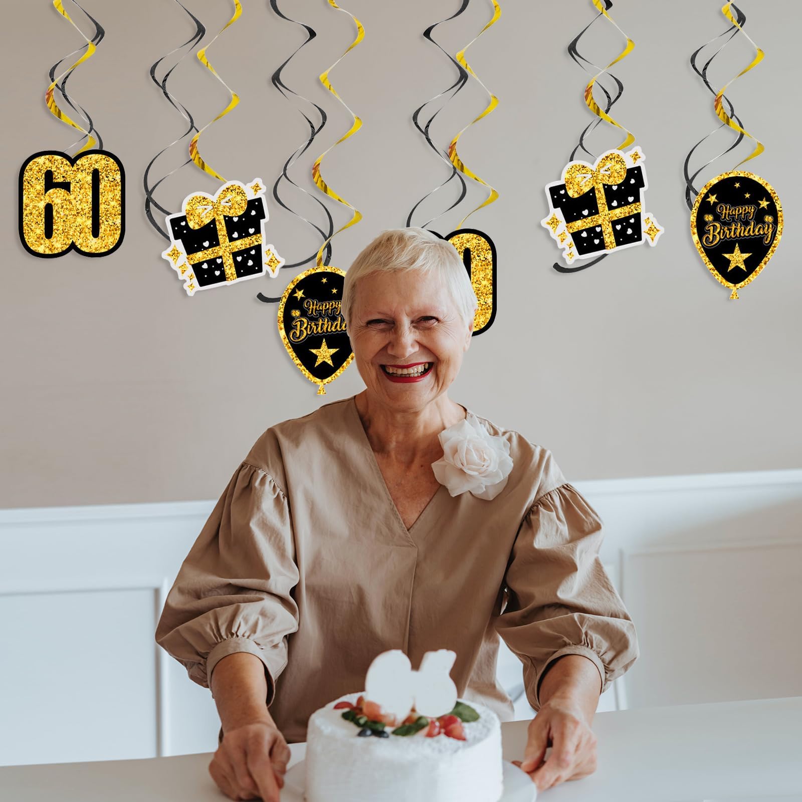 60 Cake Topper per 60° Compleanno, Made in EU, Decorazione per Torta con Numero, Decorazione per Torta di Compleanno