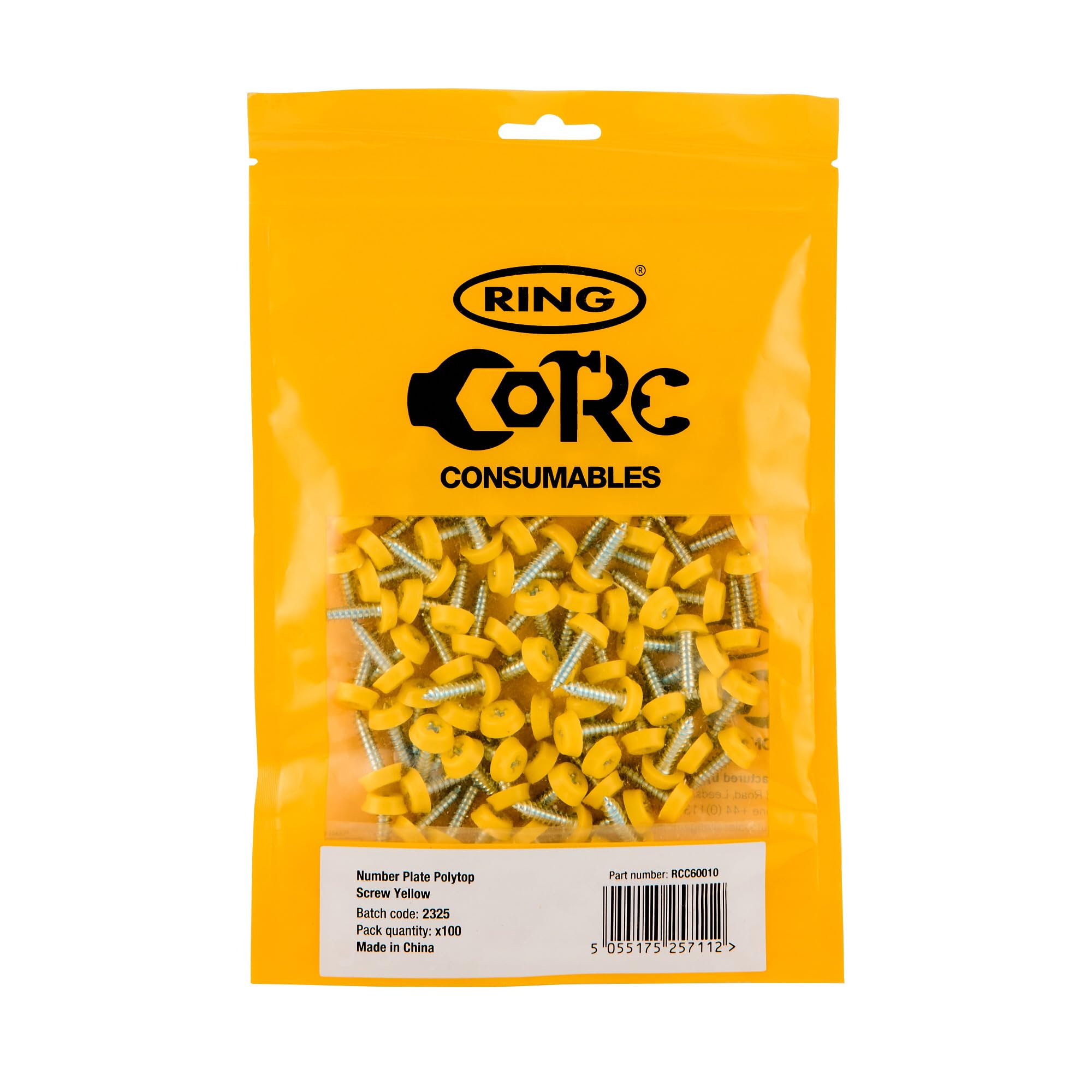 RING Self-Tappers With Plastic Head, Yellow (100 Pcs) Screw Size: 10 x 3/4' (4.8 x 18 mm) Cap Colour: Yellow, Supplied in a Re-Sealable Pack, 100 Pcs
