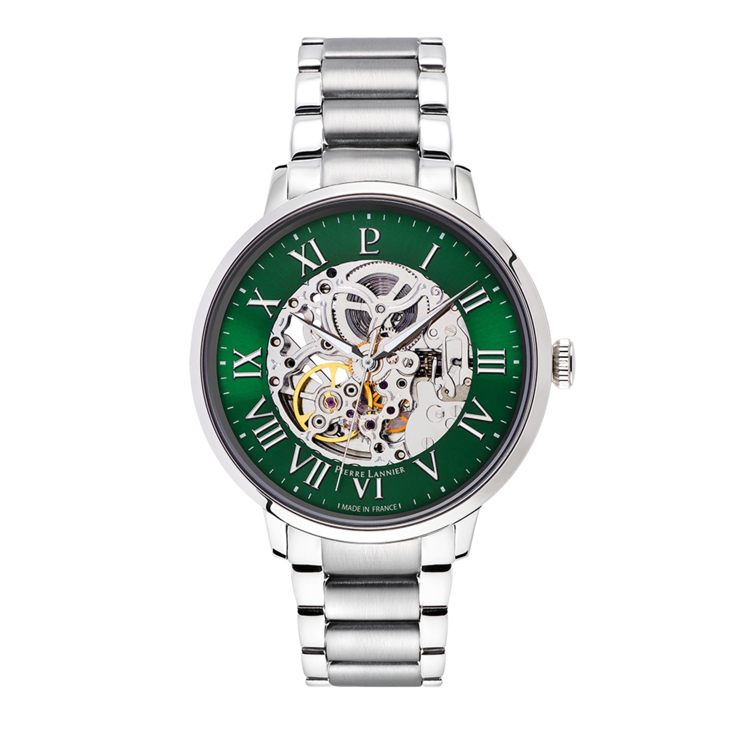 Pierre Lannier - Montre Automatique Automatic - Automatic Mouvement de Montre - Epaisseur du boîtier: 13.5 mm - Largeur du boîtier: 42 mm - Acier Inoxydable - Vert - 5 ATM