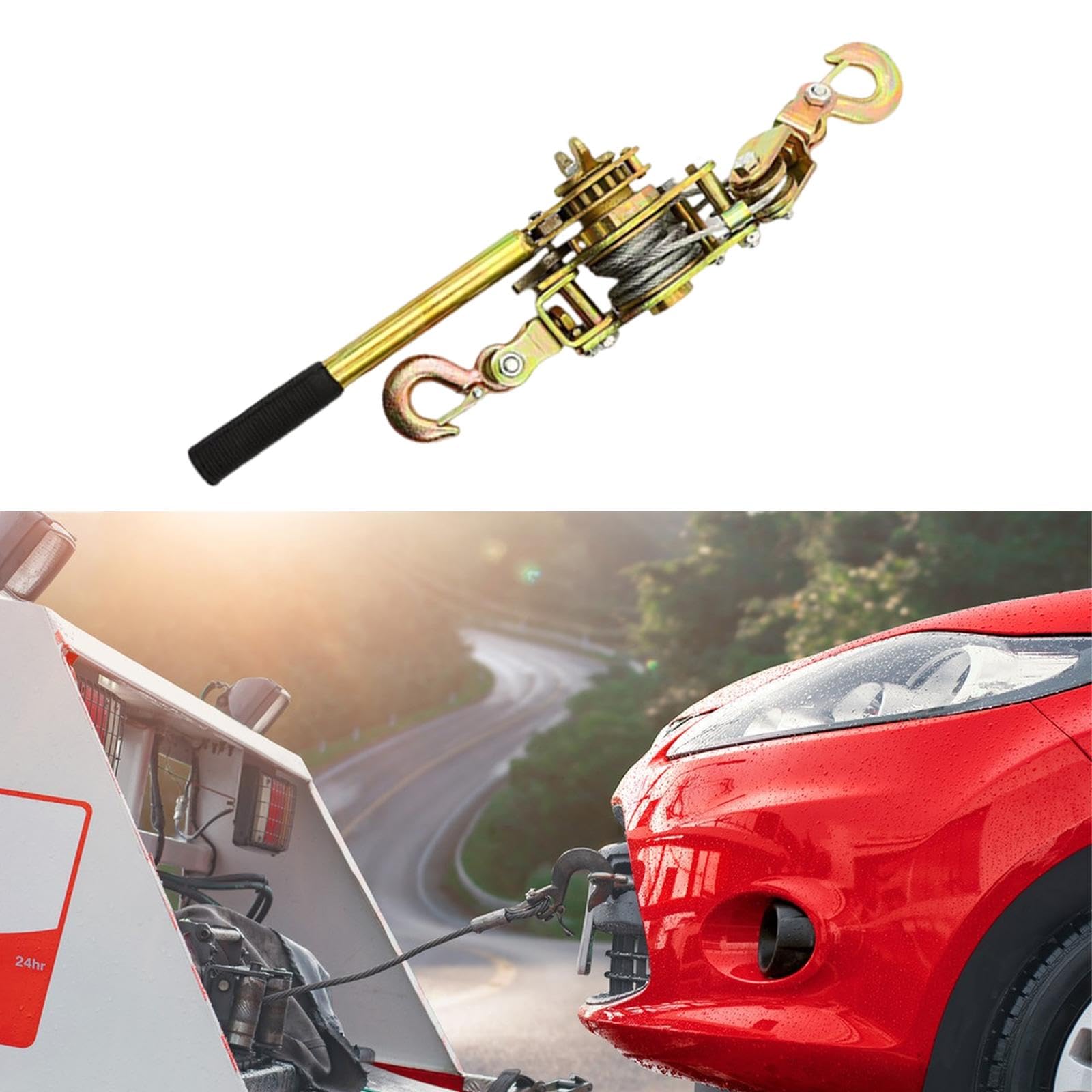 Milageto Cabrestante manual con manivela, herramienta para tirar de cuerda de acero, tensor de cuerda para vallas de camiones, uso automotriz, maquinaria de, 2 Toneladas