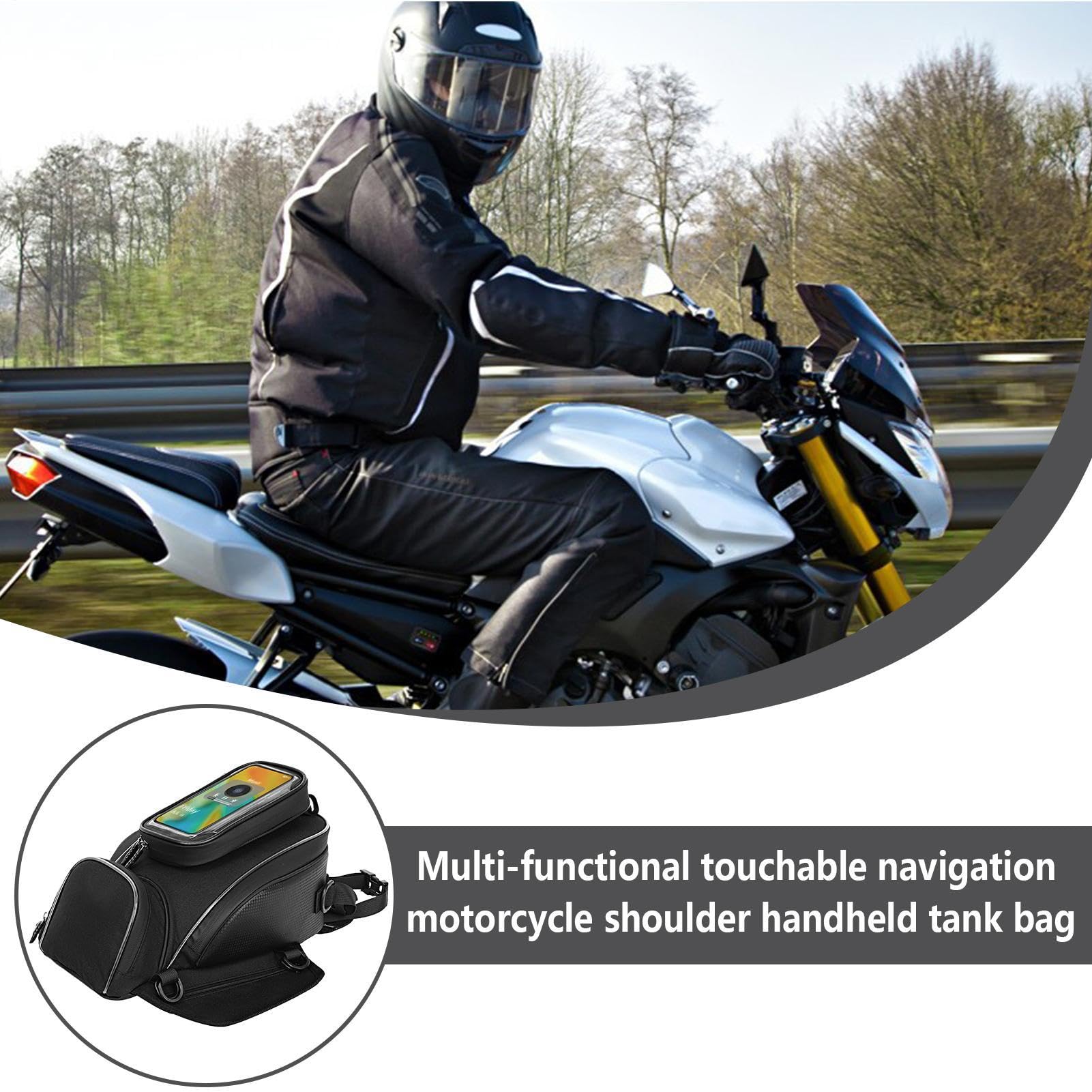 Borsa per serbatoio moto - Pacchetto di stoccaggio del carburante magnetico impermeabile, supporto per telefono per touch screen | Sistema di attrezzatura da viaggio resistente con capacità Montaggio