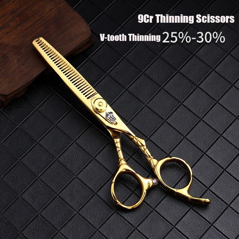Haarschneideschere, 6 Zoll, Professionelle Friseurschere, 9Cr-Gold, 25–30% V-Zahn-Effilierschere, Schneidemaschine, Haarschnitt-Trimmscheren-Set