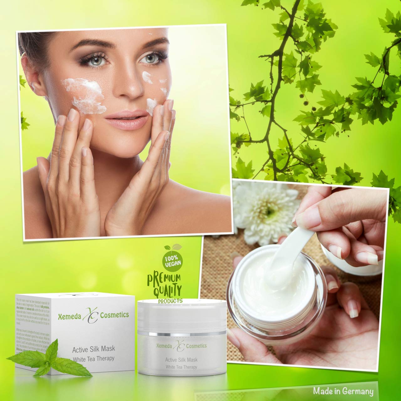 Regenerating Face Mask & Night Cream with Natural Oils, White Tea und Silk Proteins, Intensive Care for Fresh & Youthful Skin - Image 2