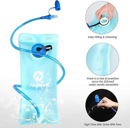 Miniatura 5 de Nepest Hydration Pack Backpack for Women & Men, Lightweight Water Backpack with 2L Water Bladder for Hiking Cycling Running Biking