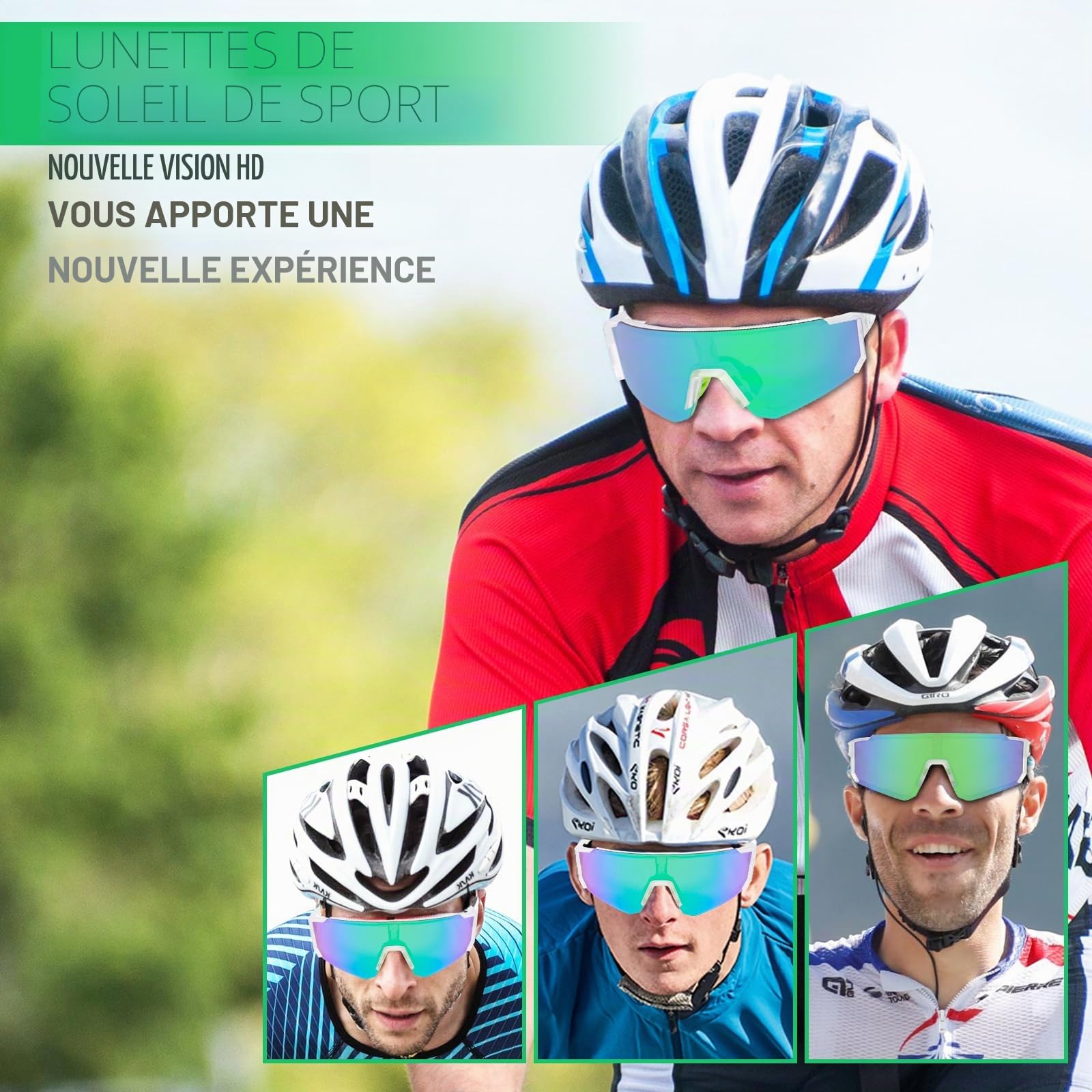 Lunettes de soleil de sport rapides Hommes Femmes Lunettes de soleil polarisées Lunettes de vélo Lunettes de course pour VTT Vélo de course Vélo de ski Course à pied avec UV400 Lunettes