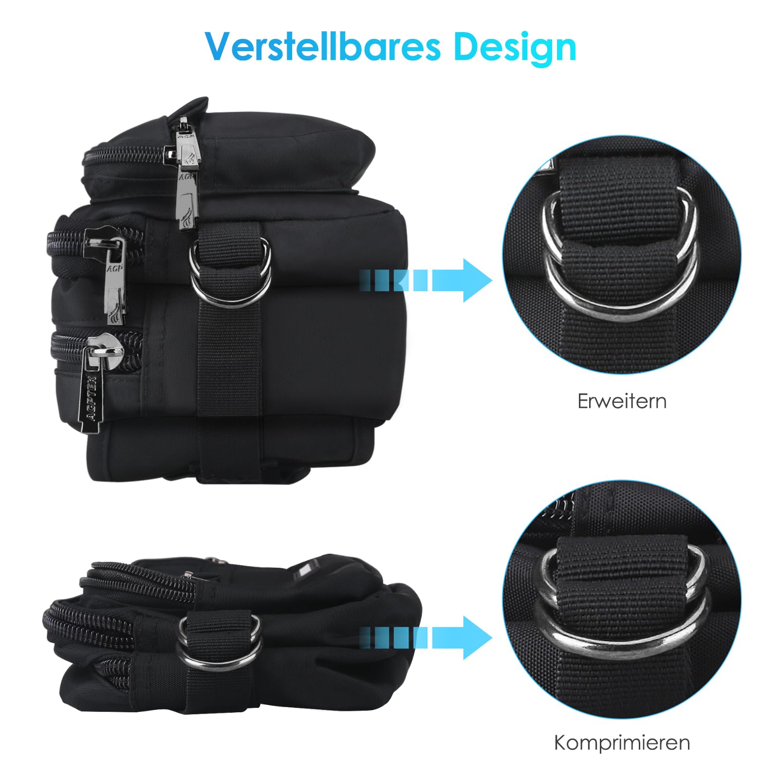 AGPTEK Bauchtasche für Herren und Damen, wasserdichte Gürteltasche mit 5 Einzelfächern, Hüfttaschen für Hundespaziergänge, Reise, Wanderung und Outdoor-Aktivität