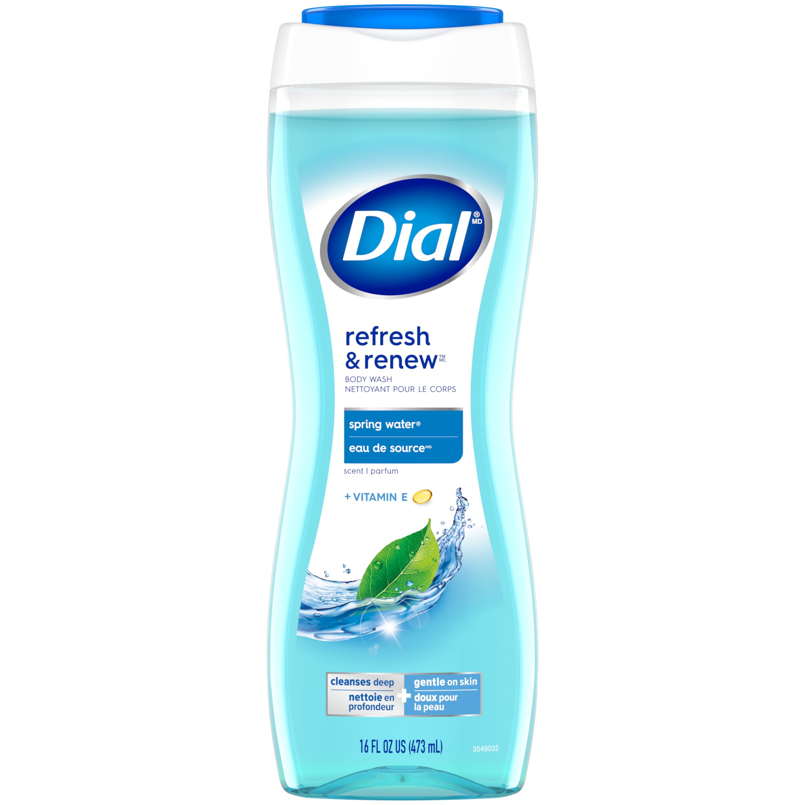 Dial Spring Water Hydrating Body Wash, 473ml, Dermatologist Tested, Free from Silicones, Parabens, Phthalates, SLES/SLS, Pack of 1