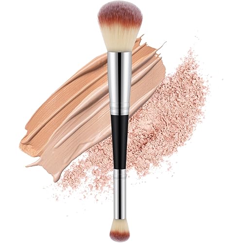 Yrarbil Dual-ended Foundation Brush and Concealer Brush,Face Kabuki Makeup Brush for Liquid/Cream/Loose/Concealer/Mineral Powder