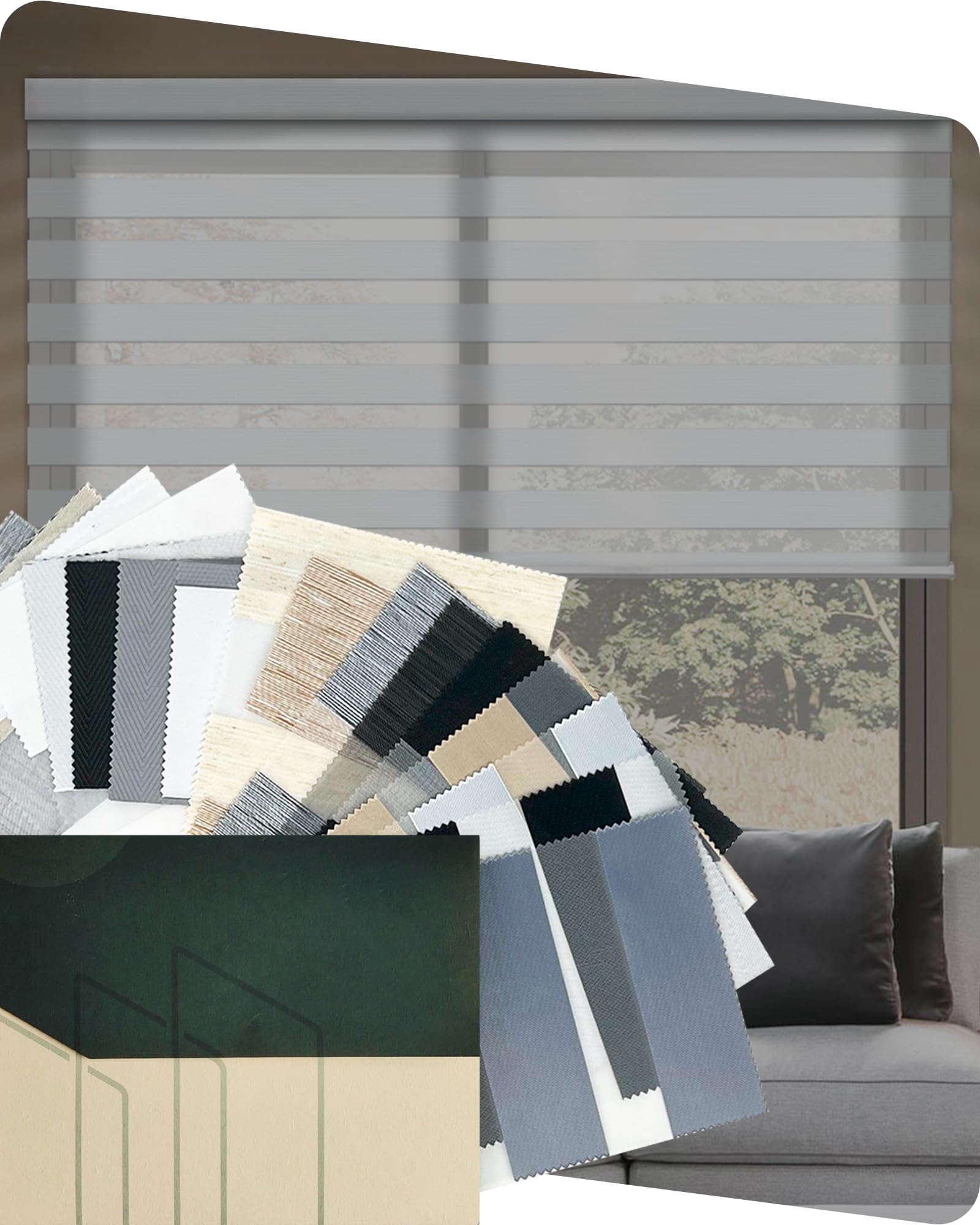 Yoolax Motorized Zebra Blinds: Custom Size, Privacy Electric Blinds with Remote, Multicolor Fabric Sample