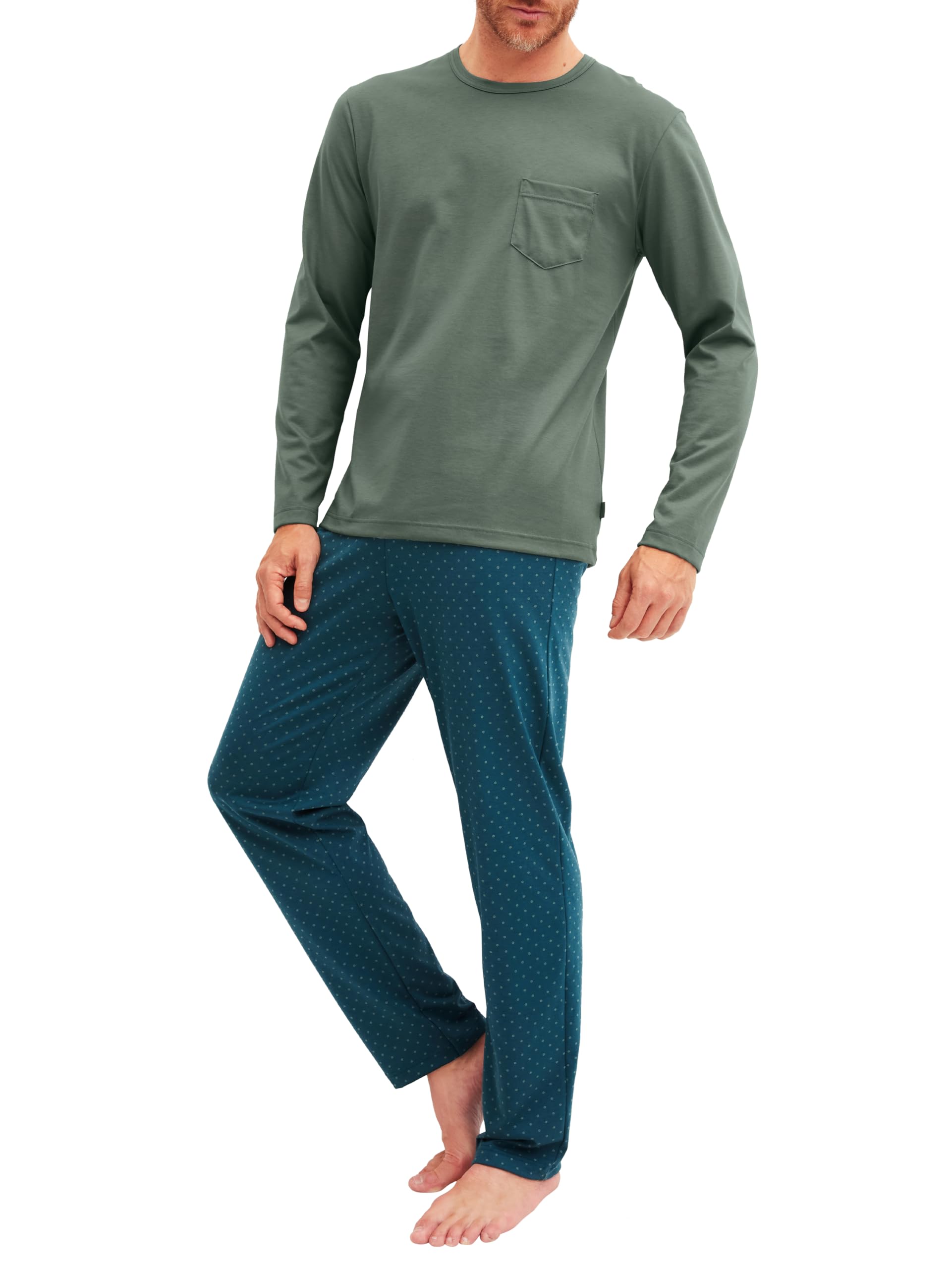 CALIDA Relax Imprint Pyjama Herren | langer Schlafanzug aus 100% Baumwolle, pflegeleicht, elastisch & formstabil, in Single Jersey