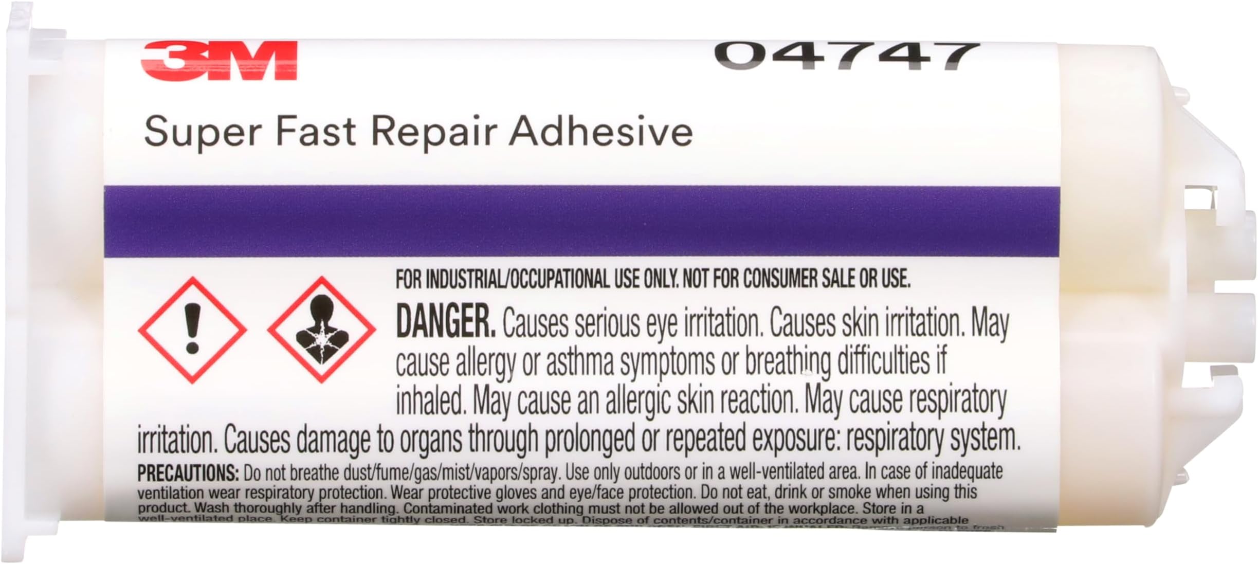 3M Super-Fast Repair Adhesive, 04747, Tranlucent Color,Two-Component, Semi-Rigid, Urethane Adhesive, 47.3 mL/1.6 fl oz Cartridge