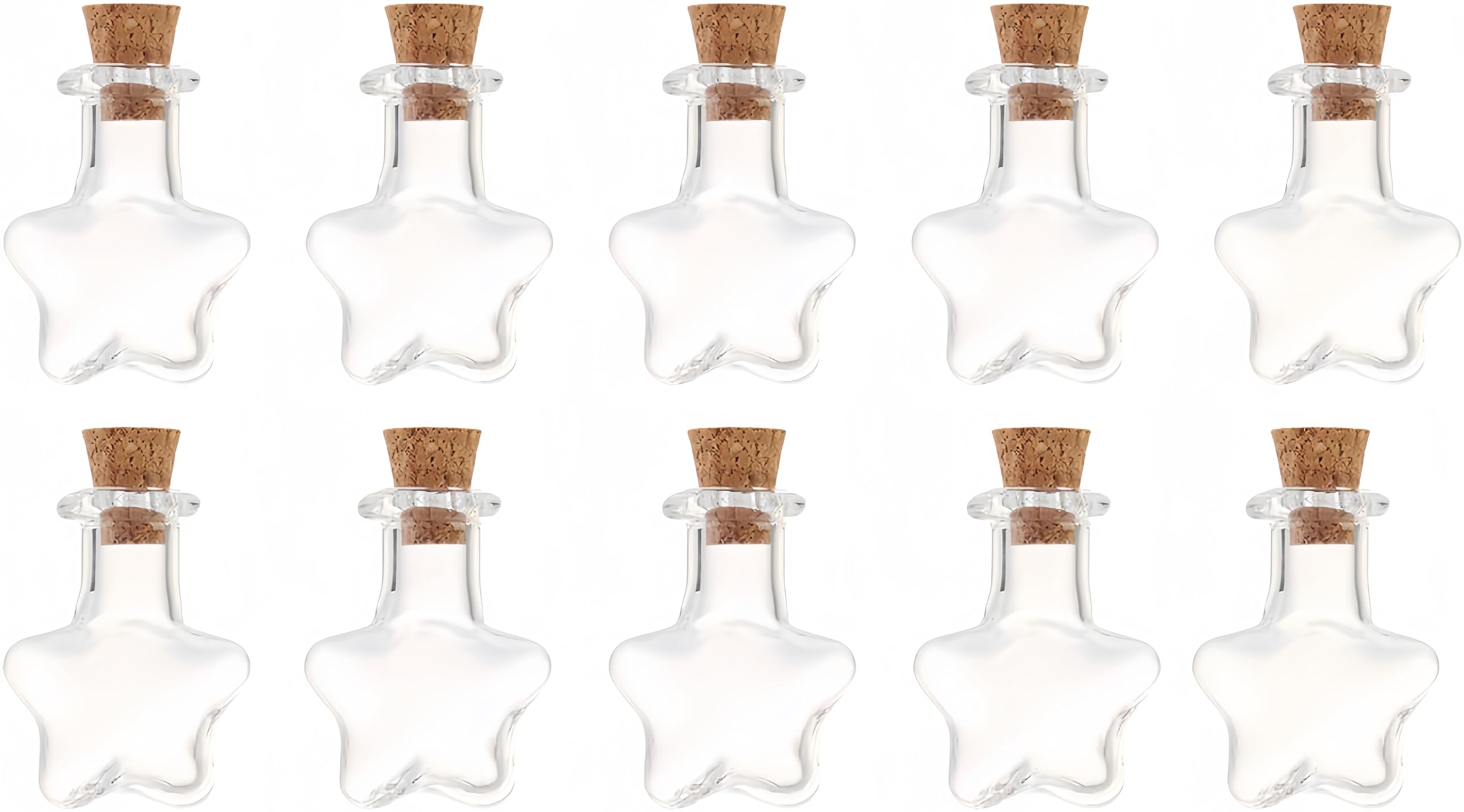 BesYouSel 1ML Cork Bottles Tiny Clear Glass Jars Vials Clear Glass Bottles with Cork Stoppers Mini Star Shape Glass Bottle Empty Sample Jars Message Wish Bottle for Arts & Crafts, Projects, Decoration, Party Favors, Pack of 50