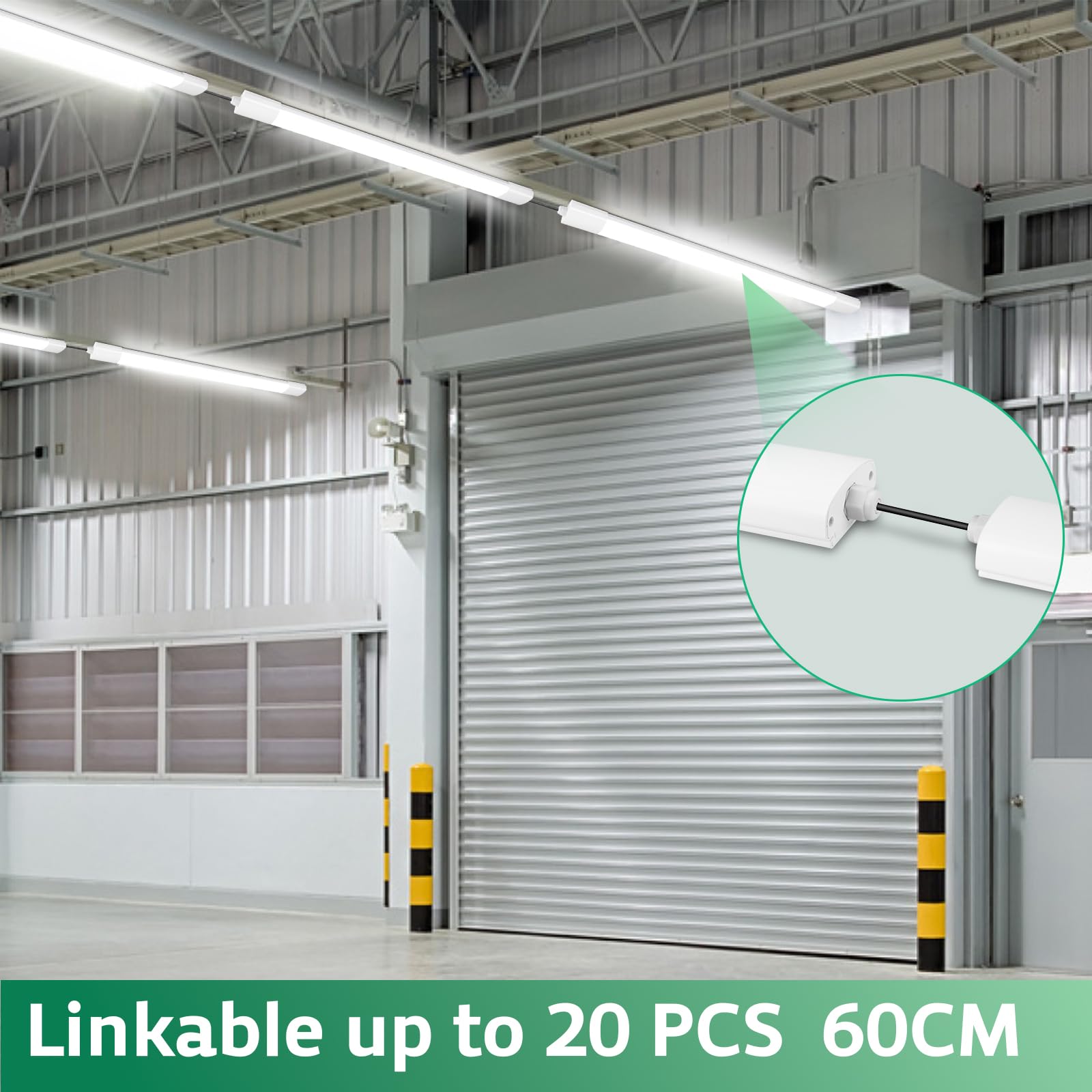 LED Feuchtraumleuchte 60CM mit 20W 2200LM, Deckenleuchte Feuchtraum Flach Feuchtraumlampe Wasserdicht IP65, 4000K Neutralweiß Werkstattlampe, Kellerleuchte, Wannenleuchte für Büro Garage Lager