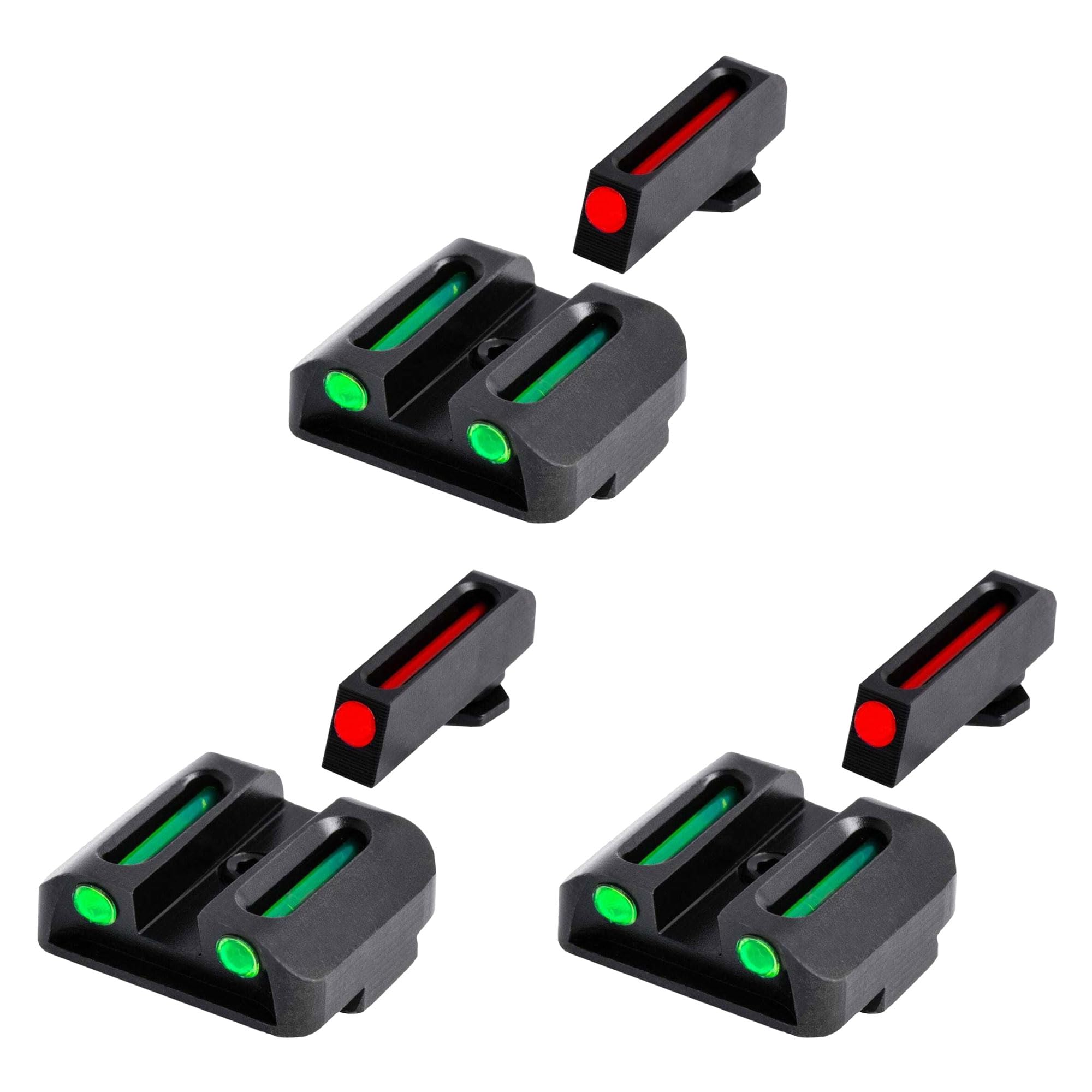 TruGlo TFO Tritium Fiber Optic Handgun Laser Sight Accessories Set with Rear Colors, Fits Glock 17/17L, 19, 22, 23, 24 Models (3 Pack)