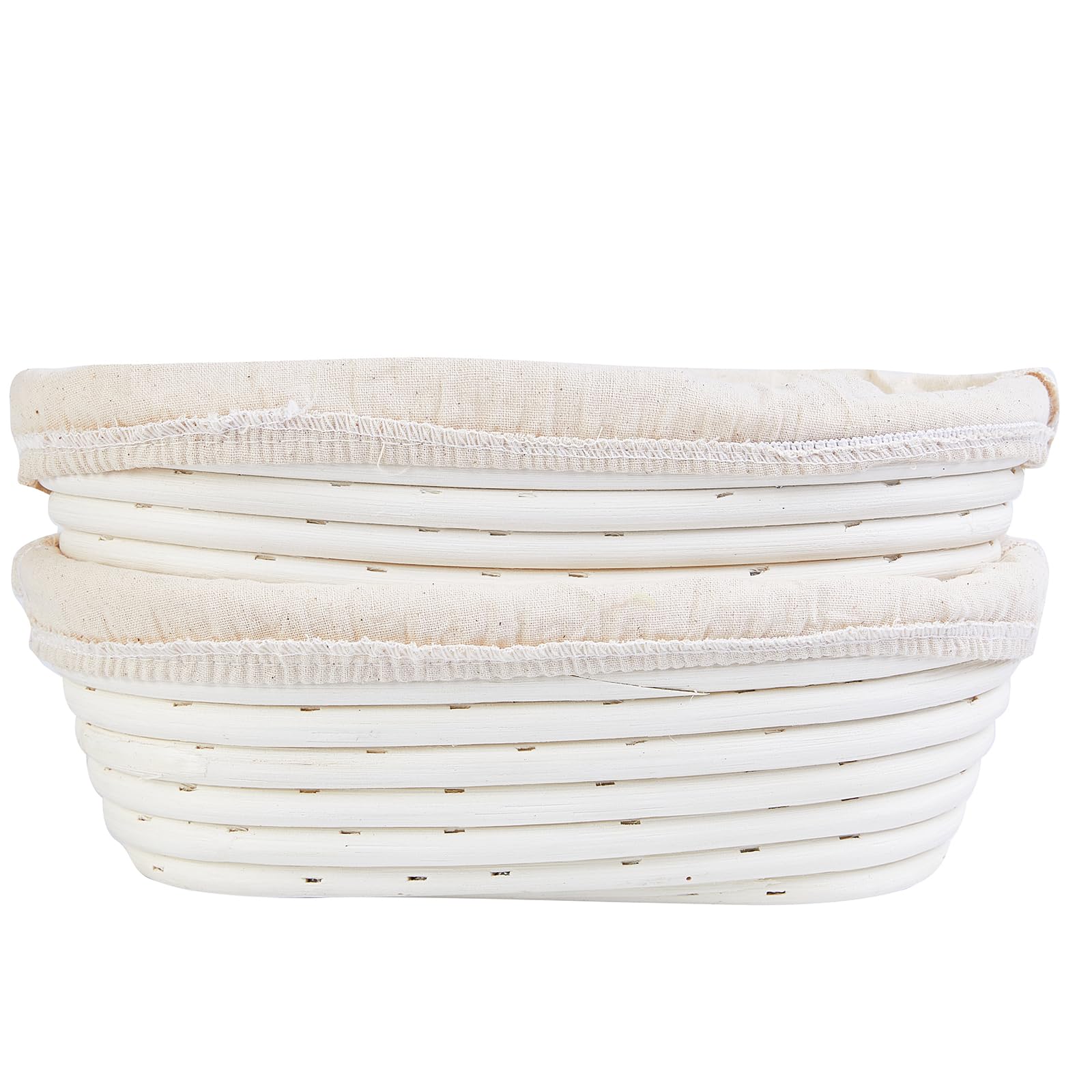 Tcrogsciss White Bread Banneton Proofing Basket & Liner Dough Rising Rattan Handmade Rattan Bowl-Oval, 2 Pcs (Oval)