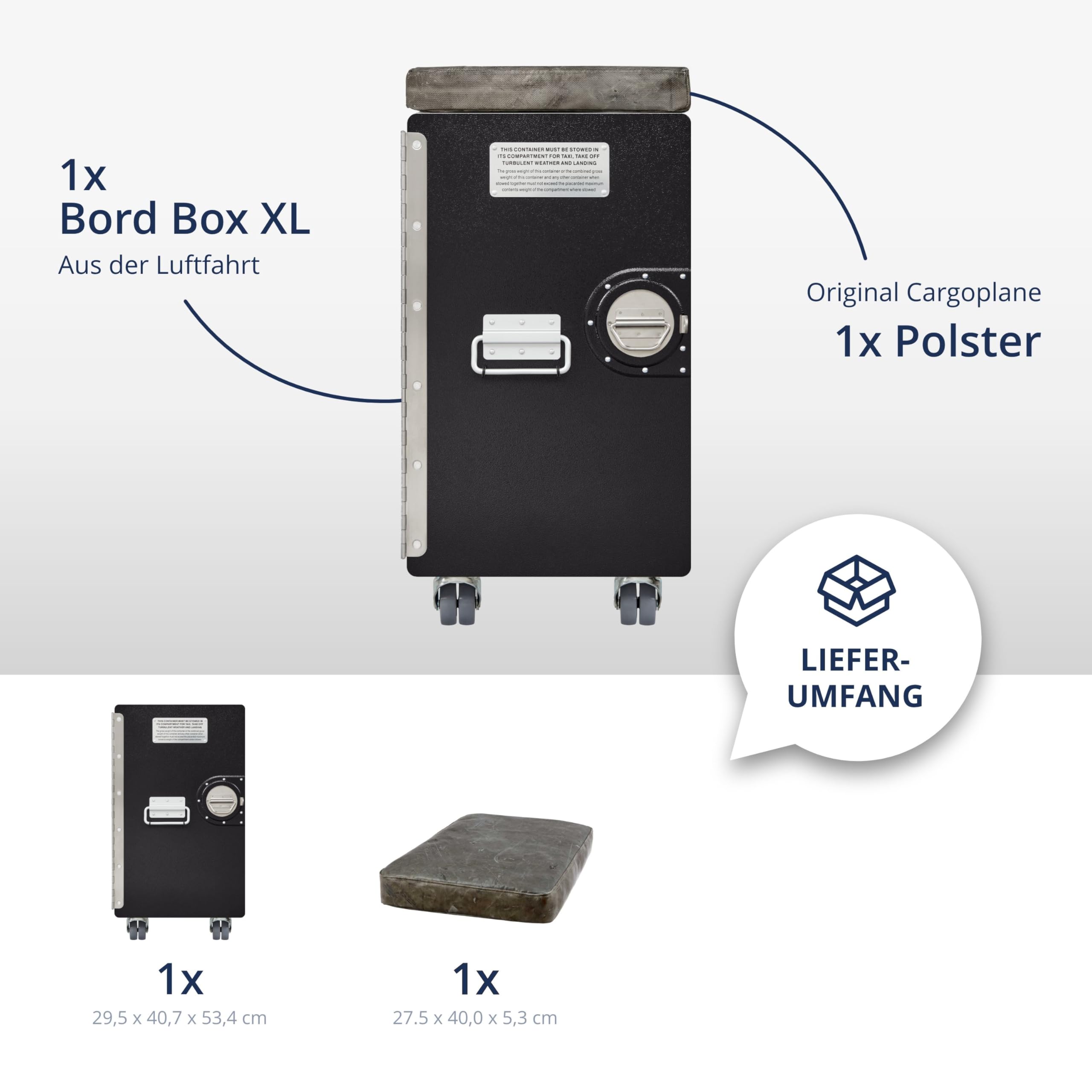 Hocker Schubladenschrank, Rollcontainer, Metallschrank, Büroschrank, Industrial Möbel, Aktenschrank abschliessbar, vormontiert, 59,1 x 29,5 x 40,7, Bord Box XL, Schwarz