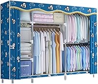 Vista 1 de large closets Portable Wardrobe Closet with Pattern Cloth Cover Wardrobe Closet Steel Rack Closet for Clothes Saves Space Storage Closet Space-saving