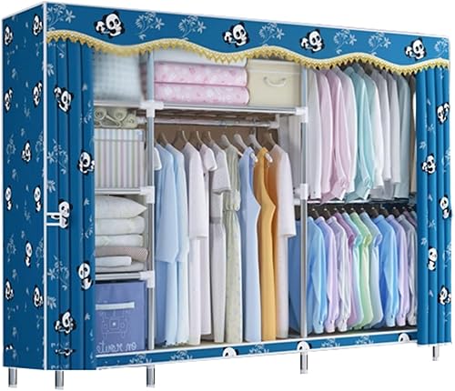 large closets Portable Wardrobe Closet with Pattern Cloth Cover Wardrobe Closet Steel Rack Closet for Clothes Saves Space Storage Closet