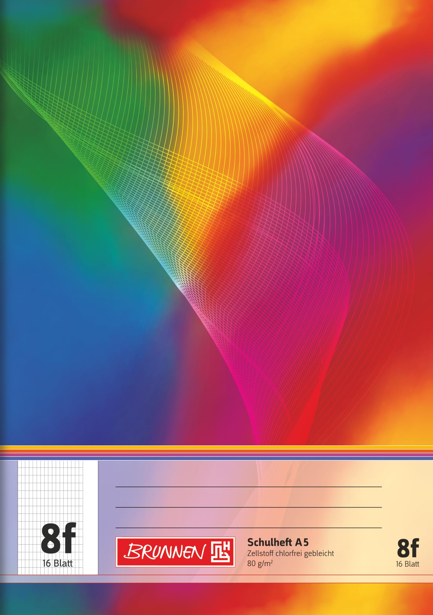 Brunnen 104590802 Exercise Book A5 16 Sheets 5X7 mm Squared Paper with Margin