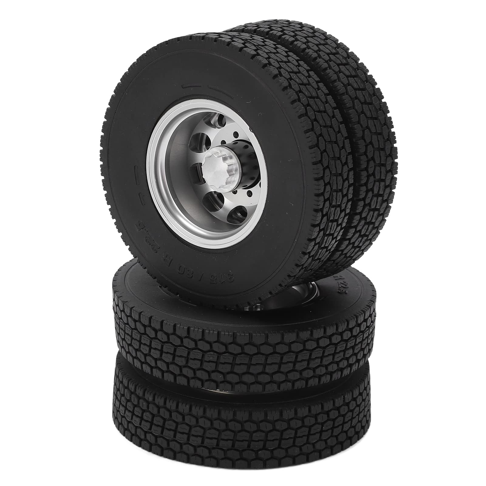 VGEBY RC Tires, 2pcs RC Rear Tires Strong Cushioning Performance Remote Control Car Accessories for 1/14 Trailer Truck 7Mm Rc Wheels and Tires
