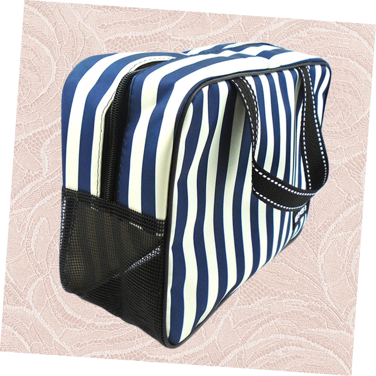 Mipcase 2pezzi Borsa Da Bagno Strisce Blu e Bianche Borsa Cosmetica Portatile Con Capacità Per Accessori Da e Organizer Per Bagno Per Viaggi e Fitness