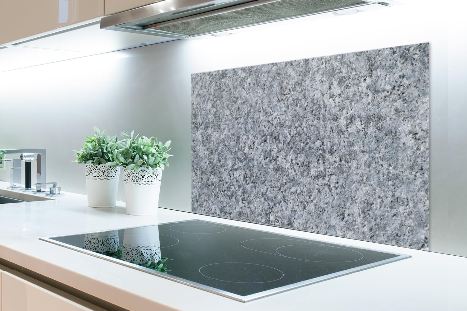 KitchenYeah© Spatscherm Keuken 80x55 cm Kookplaat Achterwand Beschermer Muur Spatwand Fornuis Aluminium Hittebestendig - Marmer - Textuur - Grijs - Marmerlook