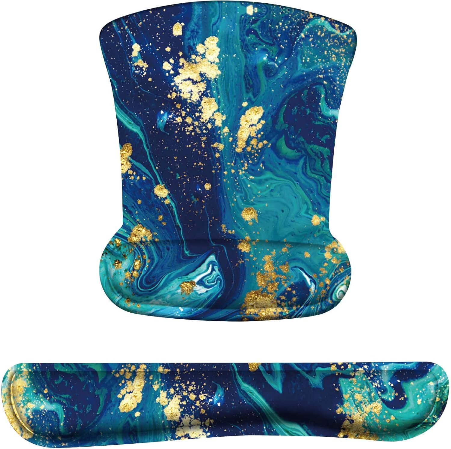 iCasso Keyboard Wrist Rest and Mouse Wrist Rest Pad, Made of Memory Foam, Ergonomic Support, Easy Typing and Relieve Wrist Pain, Perfect for Gaming, Computer, Office, Laptop (Blue Gold ) : Office Products