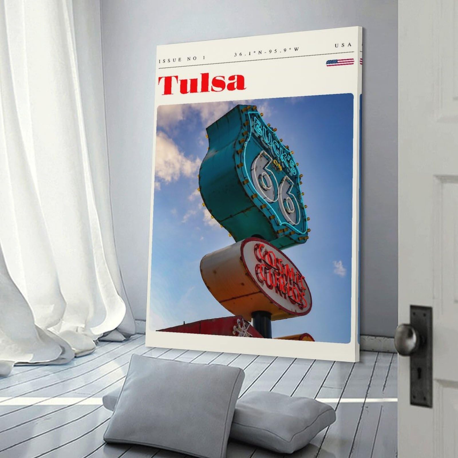 Junmoney Tulsa Oklahoma Travel Art Wall Picture Print 16x24inch(40x60cm), for Corridors, Hallways Or Apartment Entries, Wall Decor to Refresh Empty Corners