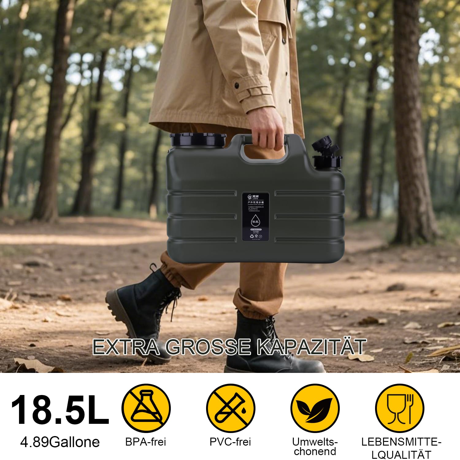 Umikk Bidón de agua con grifo de 10 – 18 L, para camping, sin BPA, bidón de agua potable, bidón portátil multiusos, depósito de agua, depósito de agua para camping con asas