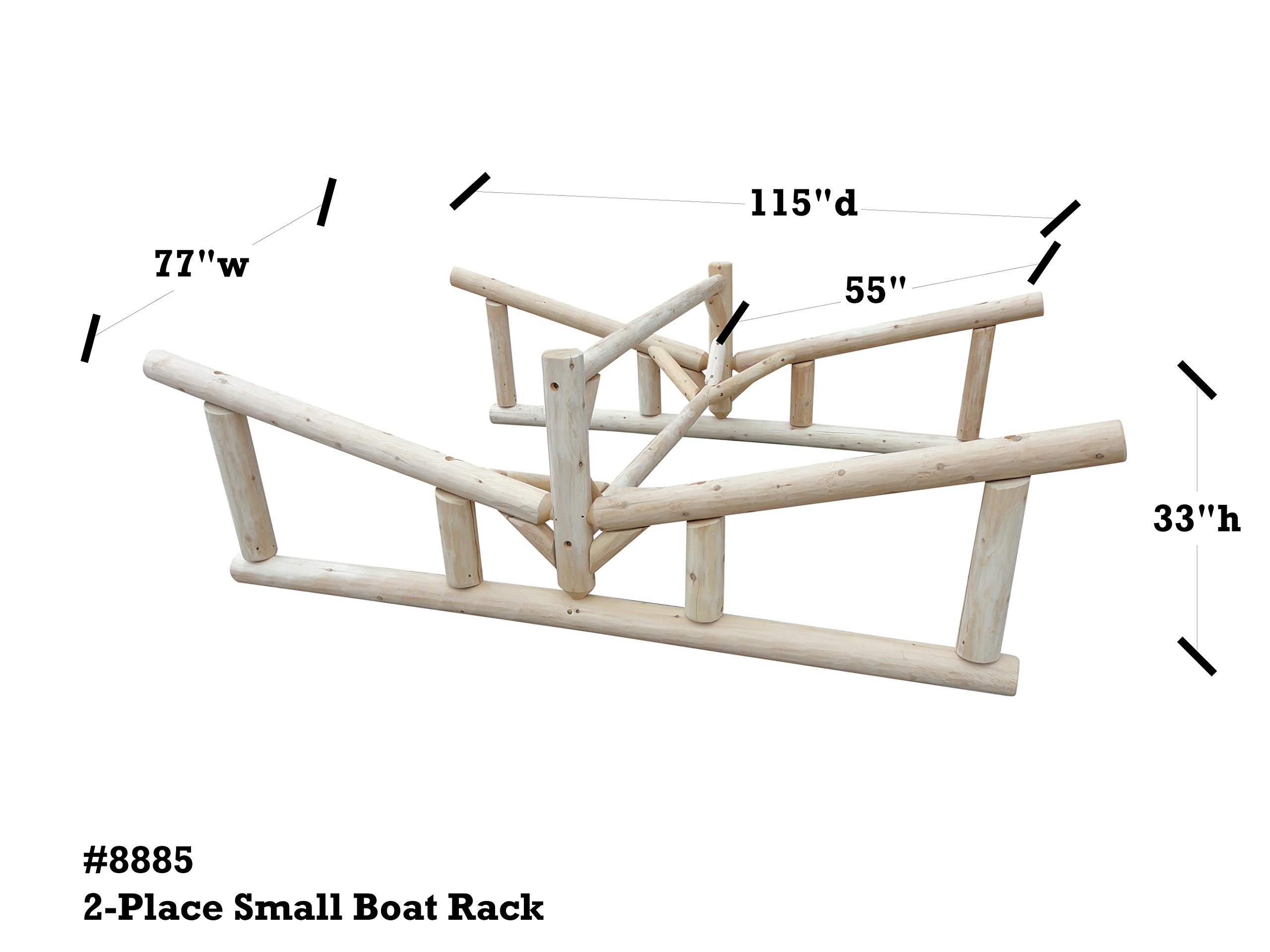 Log Kayak Rack - 2-Place Rowboat Rack, Reliable Garage Organizer, Outdoor Storage Solution, Kayak Storage Rack Holds Canoes, Boats, Kayaks, Durable Storage Rack for Garage and Outdoor Use - Unfinished