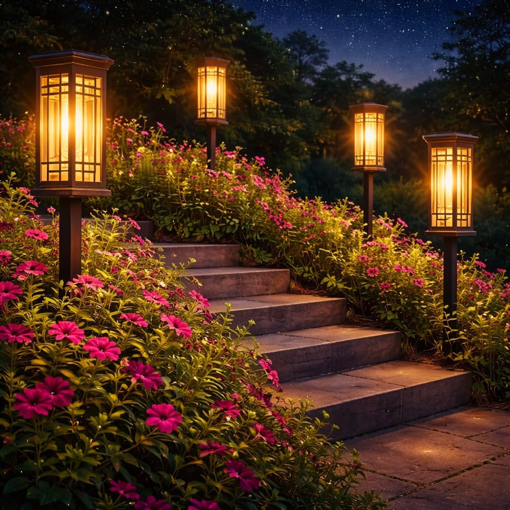 4 Pack Solar Lights Outdoor Waterproof Bright Solar Pathway Lights with Auto On Off Weatherproof Garden Landscape Lighting
