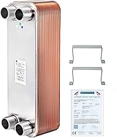 BestEquip B3-12A 40-Plate Brazed Heat Exchanger 316L Stainless 3/4" MPT - Wort Chiller for Brewing & Hydronic Heating