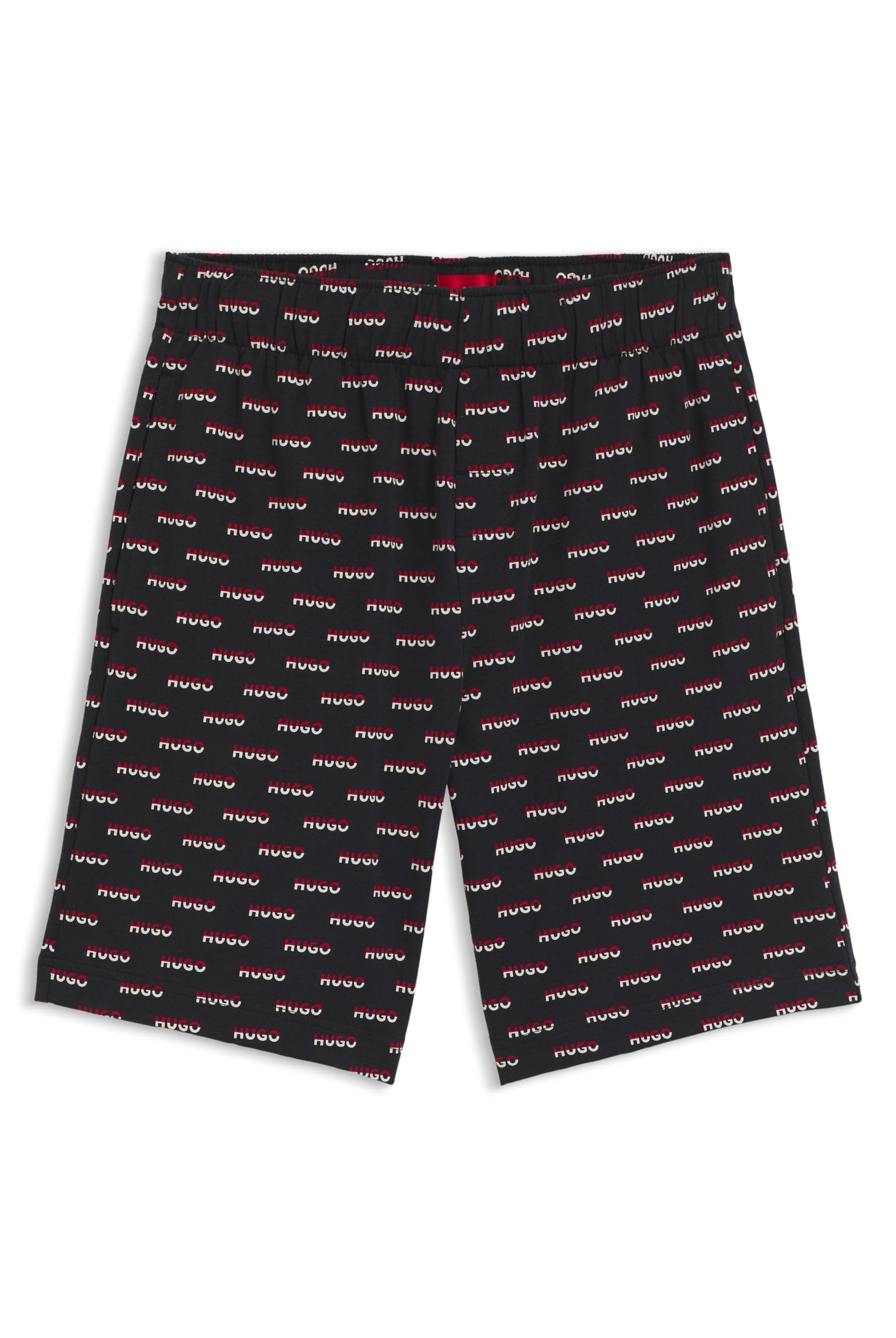 HUGO Mens Split Logo Shorts Logo-Print Pyjama Shorts in Cotton Jersey