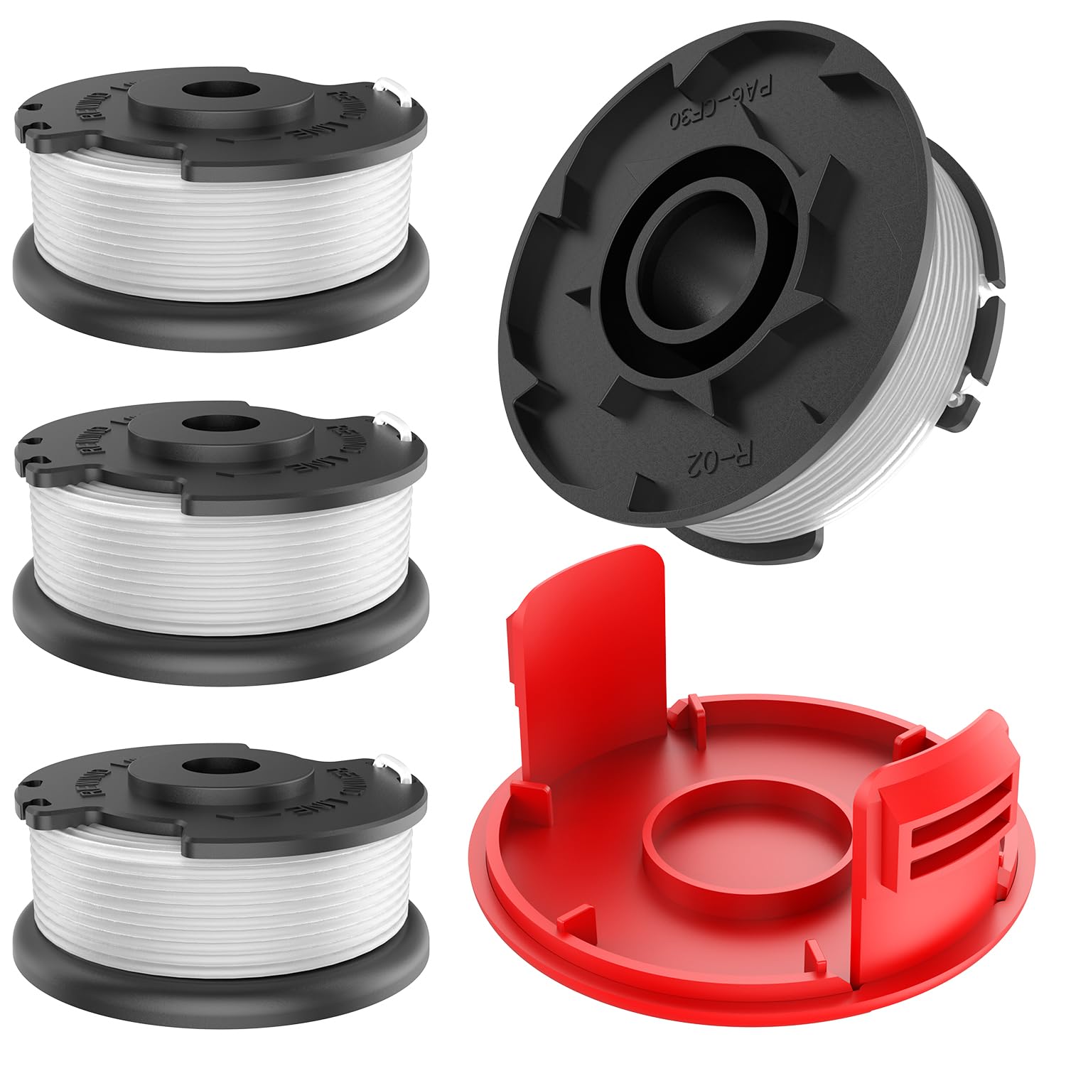 TRUSTLIONTEK fadenspule,für Einhell Akku-Rasentrimmer GE-CT 18/28 Li und GE-CT 18/28 Li TC,für Einhell Ersatzfadenspule TLE-03,Spulenabdeckung TLE-03-1 (4 fadenspule+1 Spulenabdeckung)