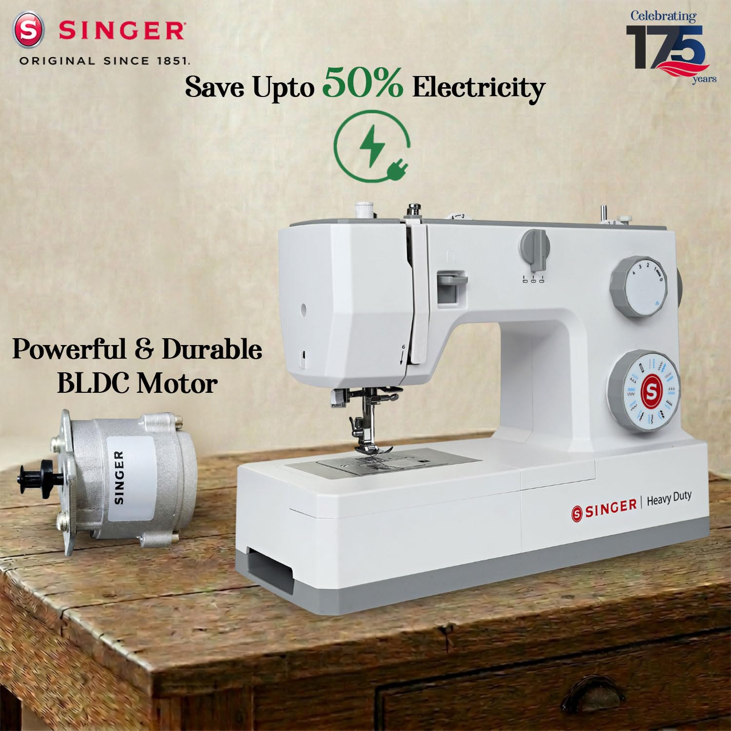 SINGER HD 4323 BLDC Sewing Machine Electric | 23 Built-In Stitches | 58 Stitch Functions | 1-Step Buttonhole | Adjustable Width (6mm) & Length | LED Light | Automatic Bobbin Winding | Easy Stitch Dial — Amazon image 3