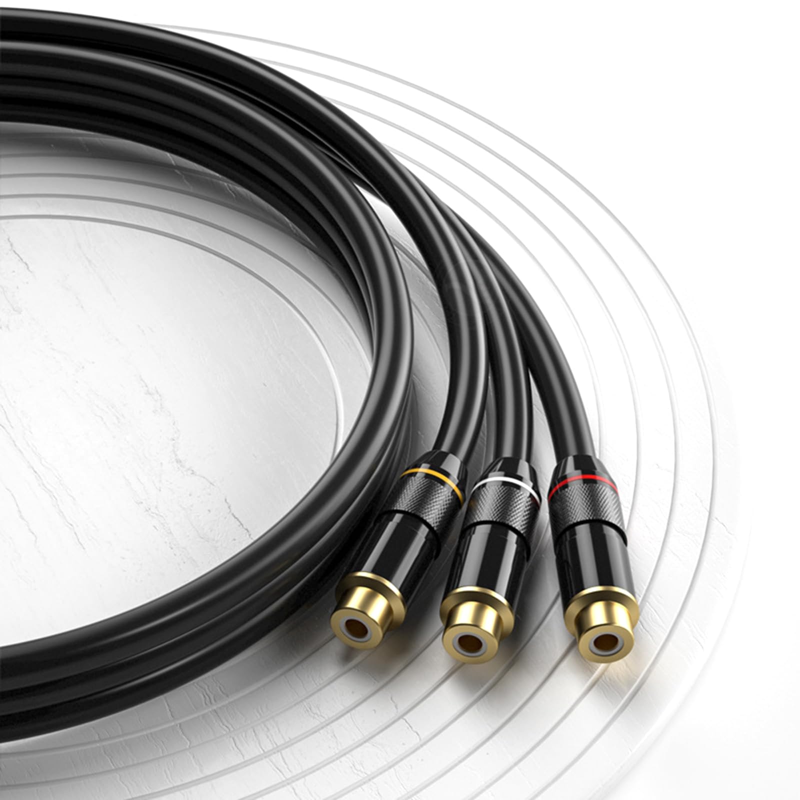 3 cables de extensión de vídeo estéreo, conectores macho a hembra para sistemas de cine en casa HiFi