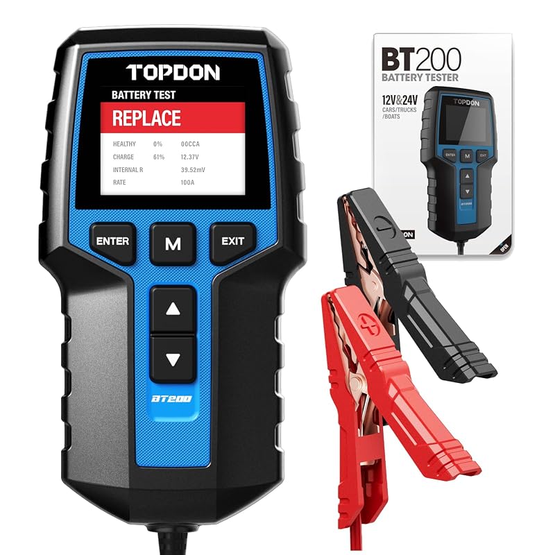 Testador de Bateria Automotiva TOPDON BT200 12 V e 24 V, Teste de Carga de 100 a 2.000 CCA