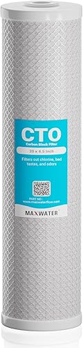 Miniatura 4 de Max Water CTO - Filtro de agua de bloque de carbono con carcasa de coco de 5 micrones, 20 x 4.5 pulgadas, para toda la casa, filtro de cáscara de
