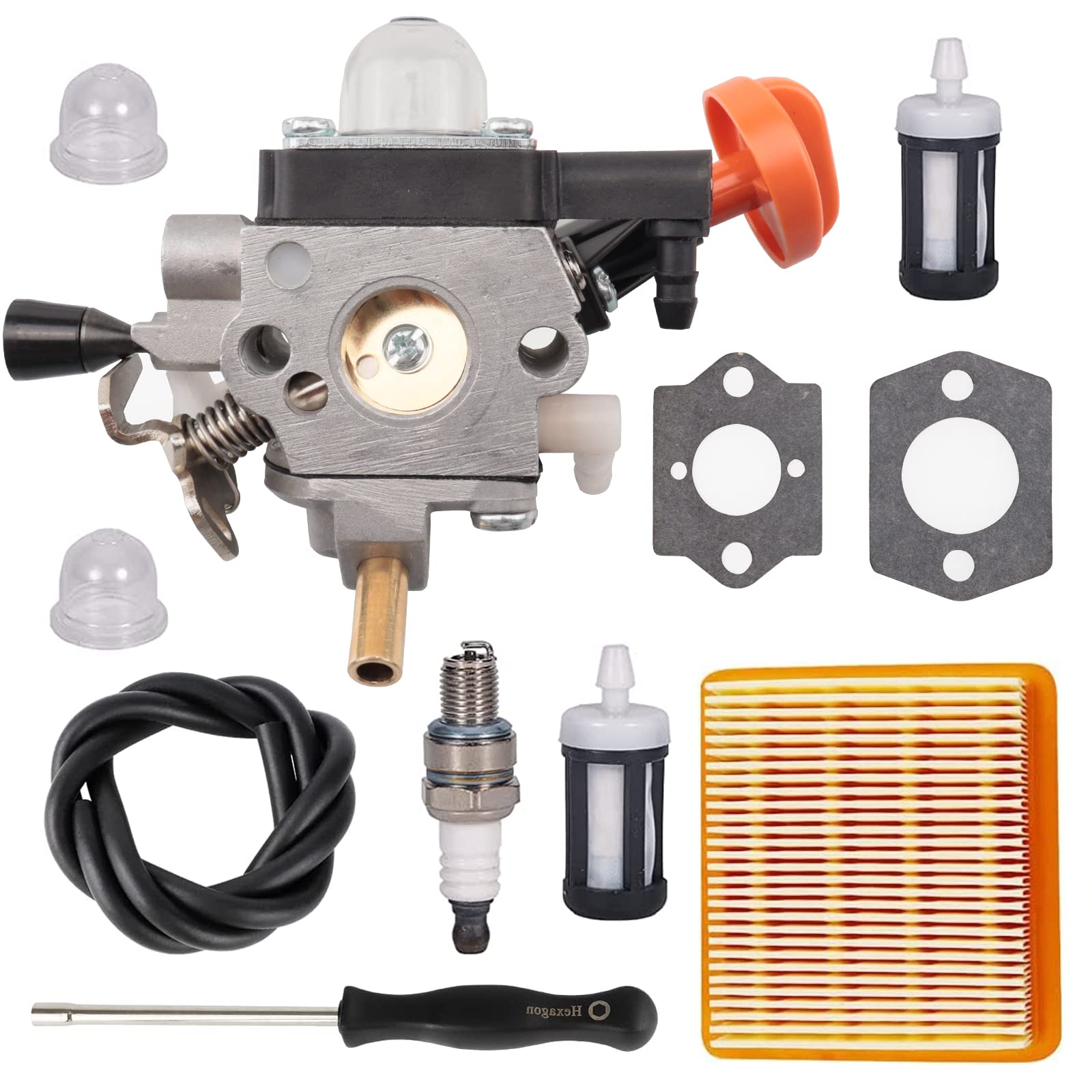 4180 120 0615 Carburetor/w Adjustment Tool Air Filter Kit for Stihl FS91 FS91R FS111 FS89 HT102 HT103 FC91 FC96 KM91 KM91R KM111 FC111 Lawn Mower Carb