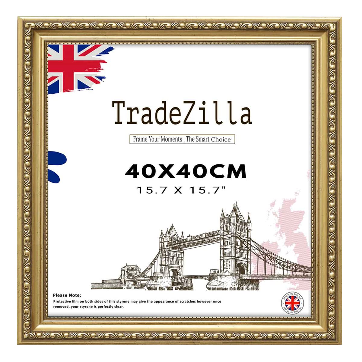 TradeZilla Large Vintage Style Ornate 40X40 CM Size Shabby Chic Gold -Handmade Picture/Photo/Poster Frame Wall Art Hanging Frame - Shabby Chic Wall Gallery Home Décor -40X40 CM (15.7X15.7)