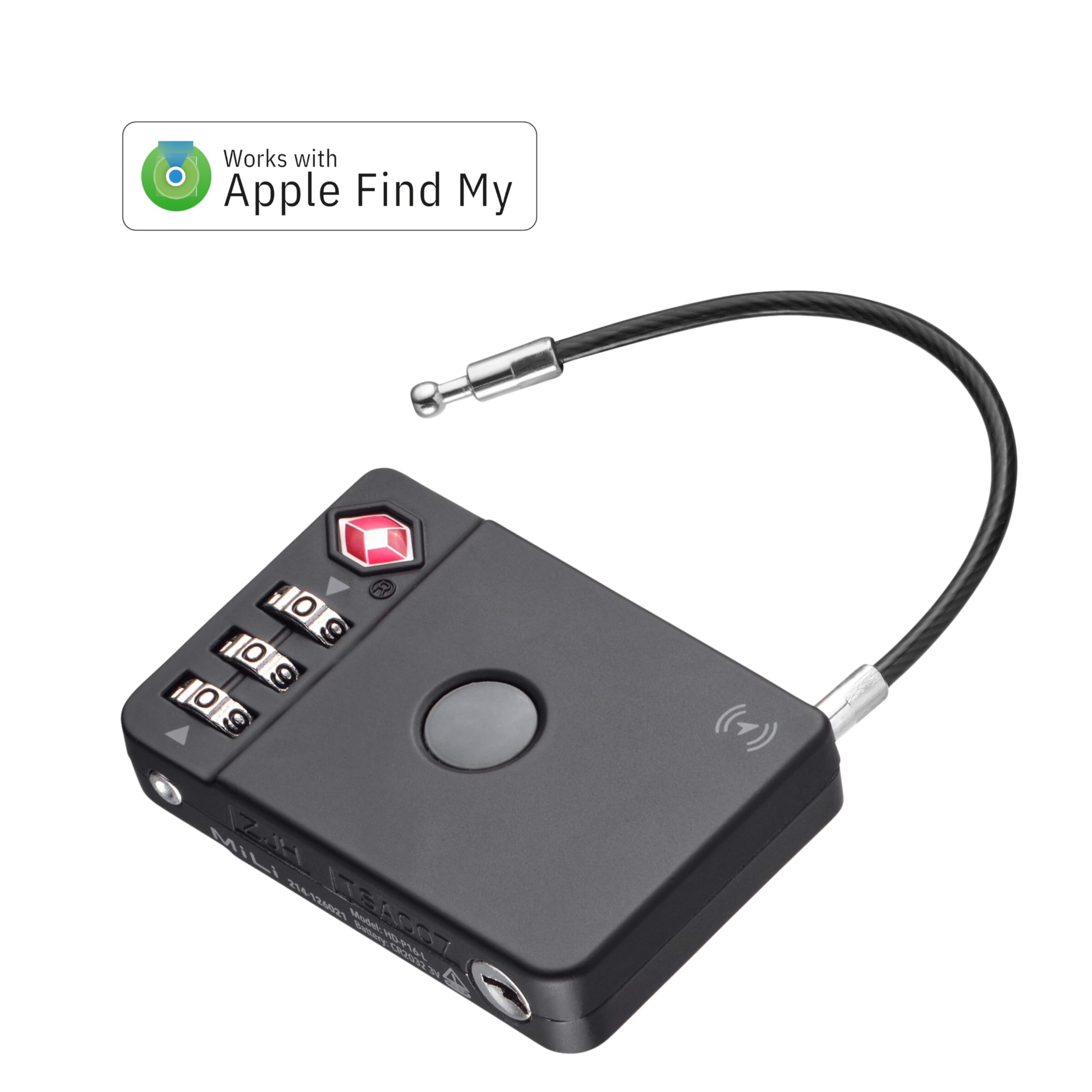 TROIKA TSA-Kofferschloss mit Apple® Find My Funktion TRACK & FIND LOCK Ortung des Gepäckstücks möglich und verhindert unerlaubtes Öffnen des Koffers – Material aus ABS und Metall in schwarz