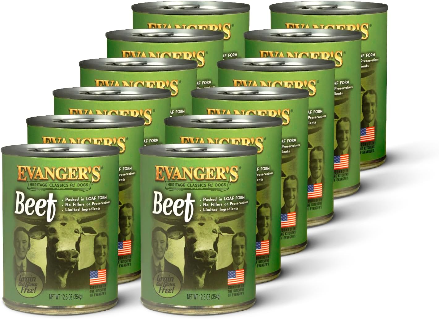 Evanger’s Heritage Classic Beef Dog Food – 12 Count, 12.5 oz Each – Grain & Gluten Free, Single-Source Protein – Kosher Qualified & Endorsed by Chicago Rabbinical Council