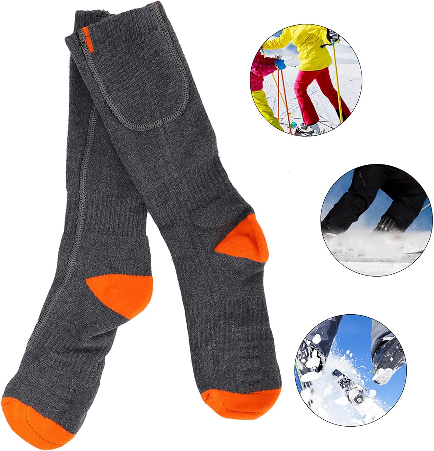 Electric Heated Socks, Winter Washable Electric Heated Socks Dry Battery Foot Warmer Thermal Stockings, Electric Thermal Warming Socks for Hunting, Camping, Skiing : Sports & Outdoors