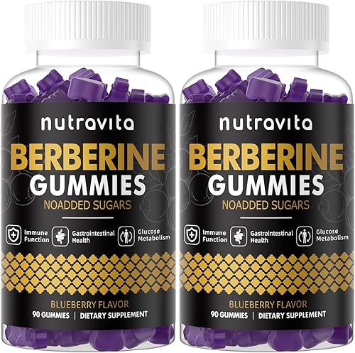 Miniatura 12 de Nutravita Gomitas de berberina con canela de Ceilán, 1500 mg de berberina de alta potencia, suplemento para apoyo inmunológico y metabolismo,