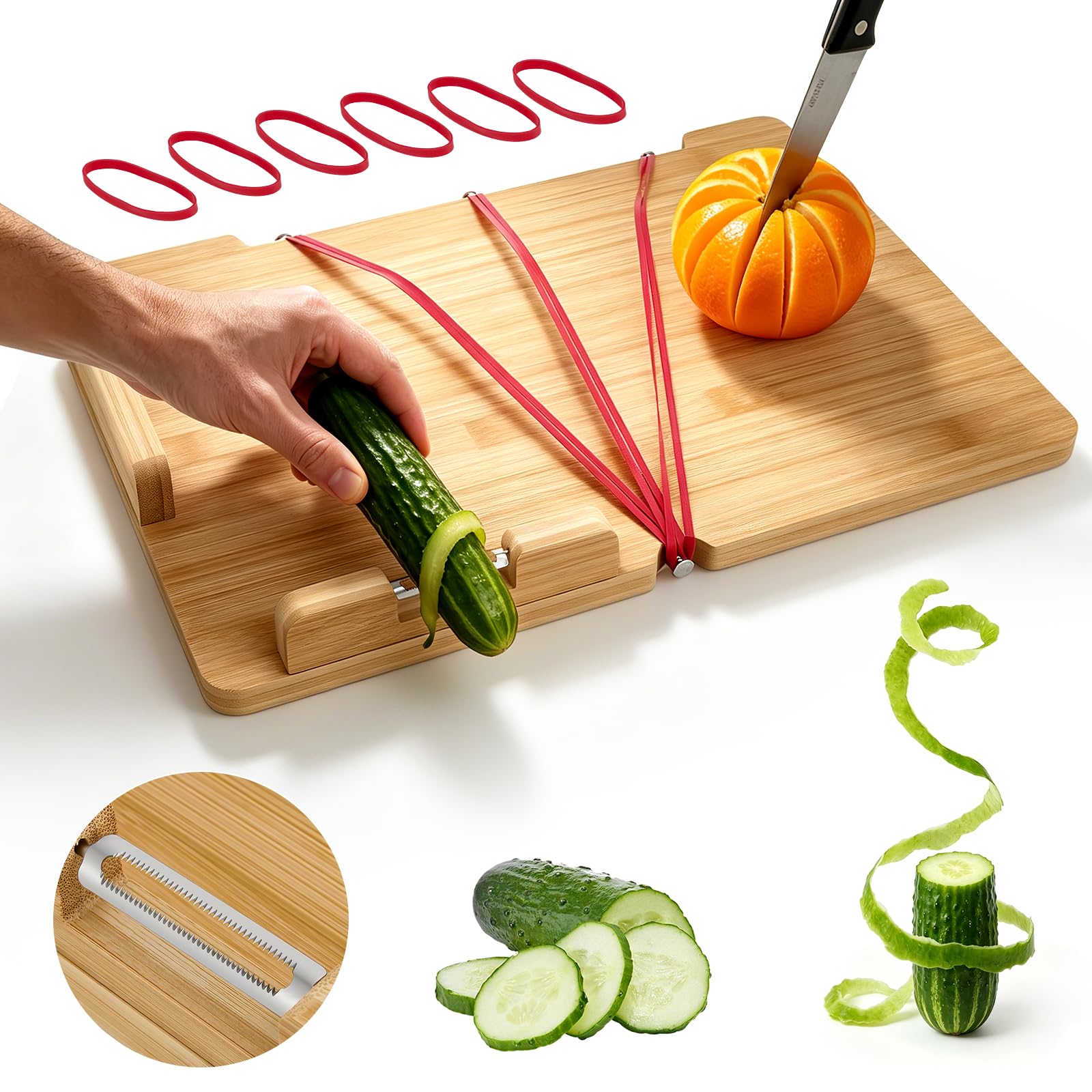 Tabla de cortar con una sola mano de madera con pelador, tope de pan y picos, tabla de cortar con una sola mano para pacientes con accidentes cerebrovasculares, discapacitados y amputados, ayuda para