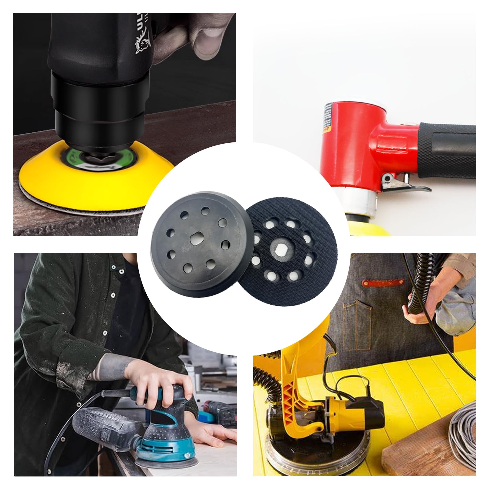 Disco de lijado de 125 mm compatible con 8 agujeros de repuesto para Black & Decker BD190 KA190E SPEC375, placa de soporte de velcro, compatible con lijadora orbital, alta durabilidad