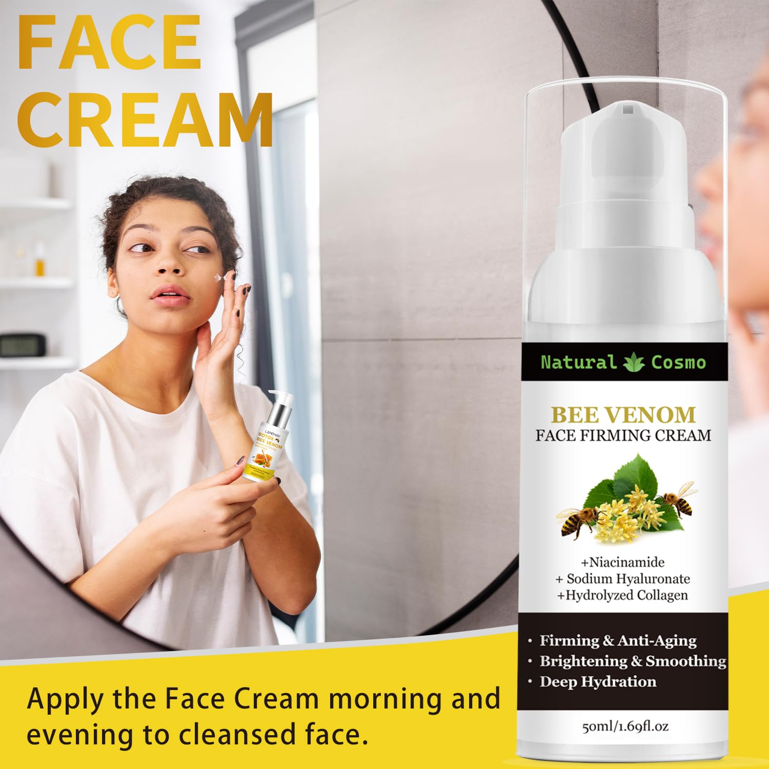 Bee Venom Firming Face Cream, Natural Cosmo Cream with Bee Venom, Niacinamide & Hyaluronic Acid - Image 4